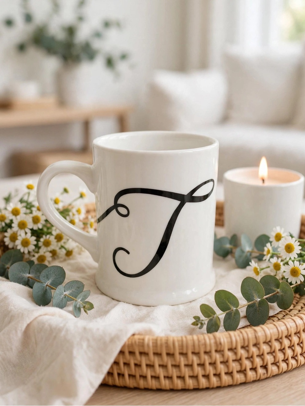 Indigo Monogram “T” Mug